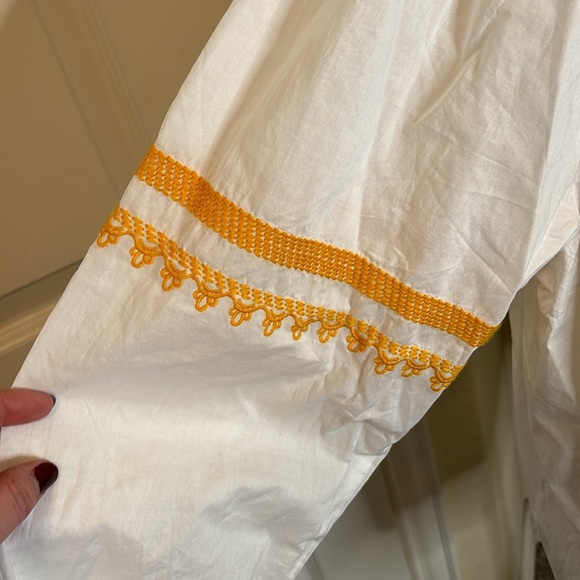 NWT! J. Crew White & Yellow Gold Boho Shirt - Picture 5 of 7